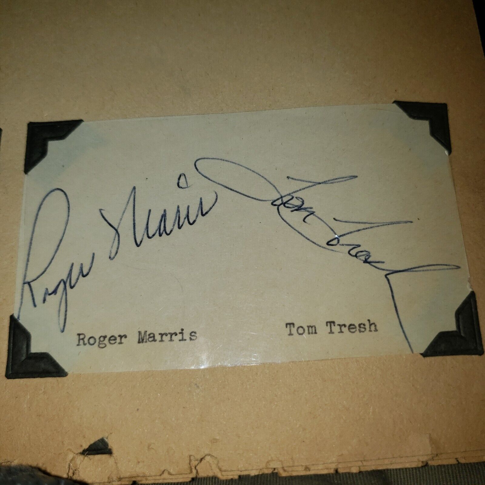 Roger Marris - Tom Tresh Vintage Notecard Autographs