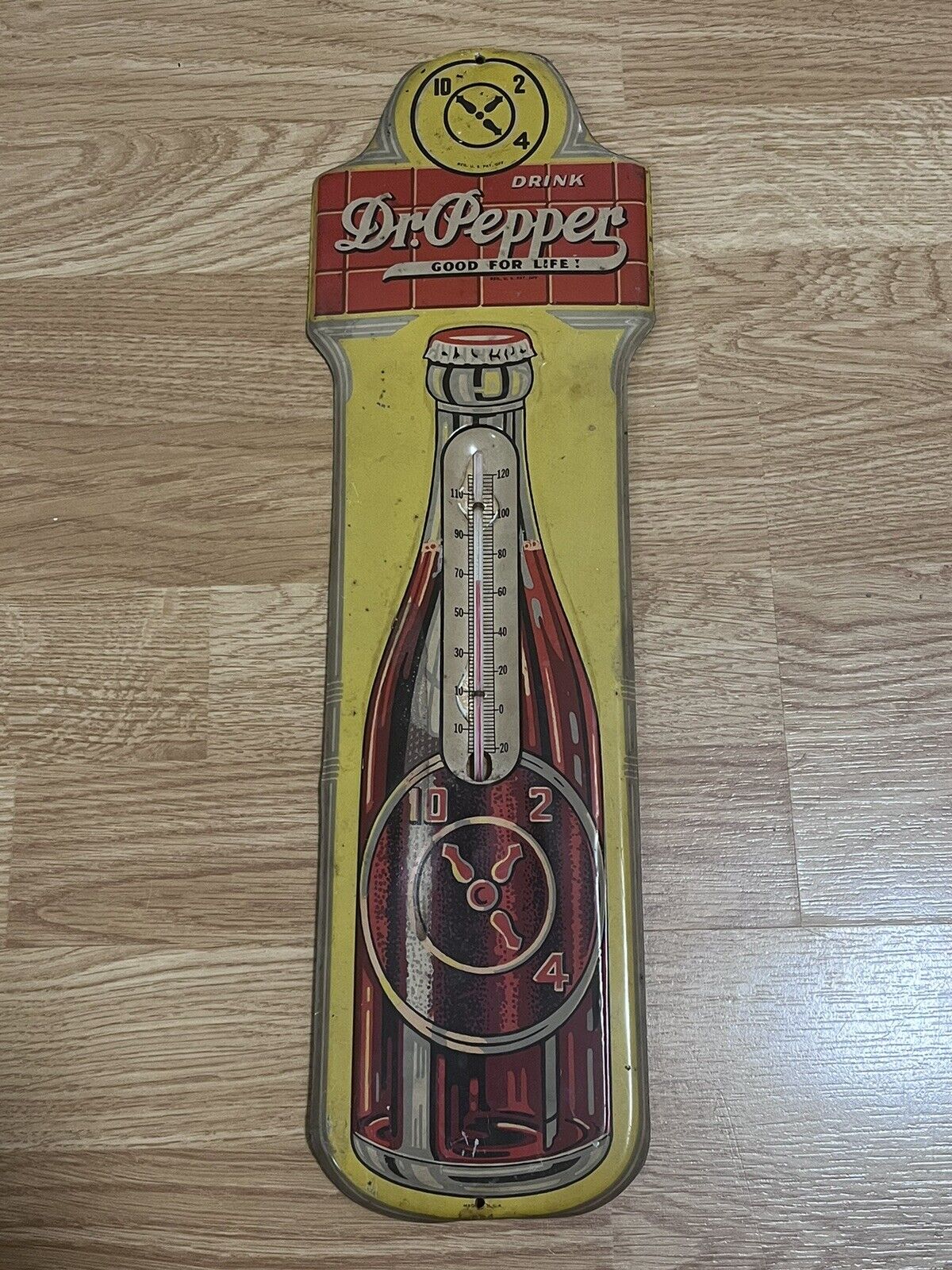 Vintage Dr. Pepper Advertising Thermometer Sign Original Mid 1930’s