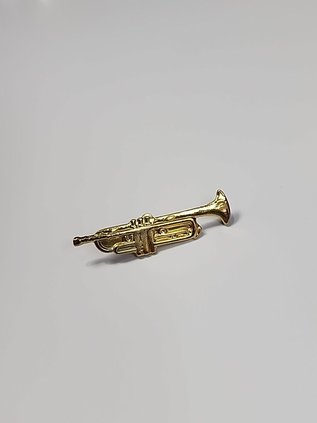 Trumpet Lapel Pin Gold Color Metal 
