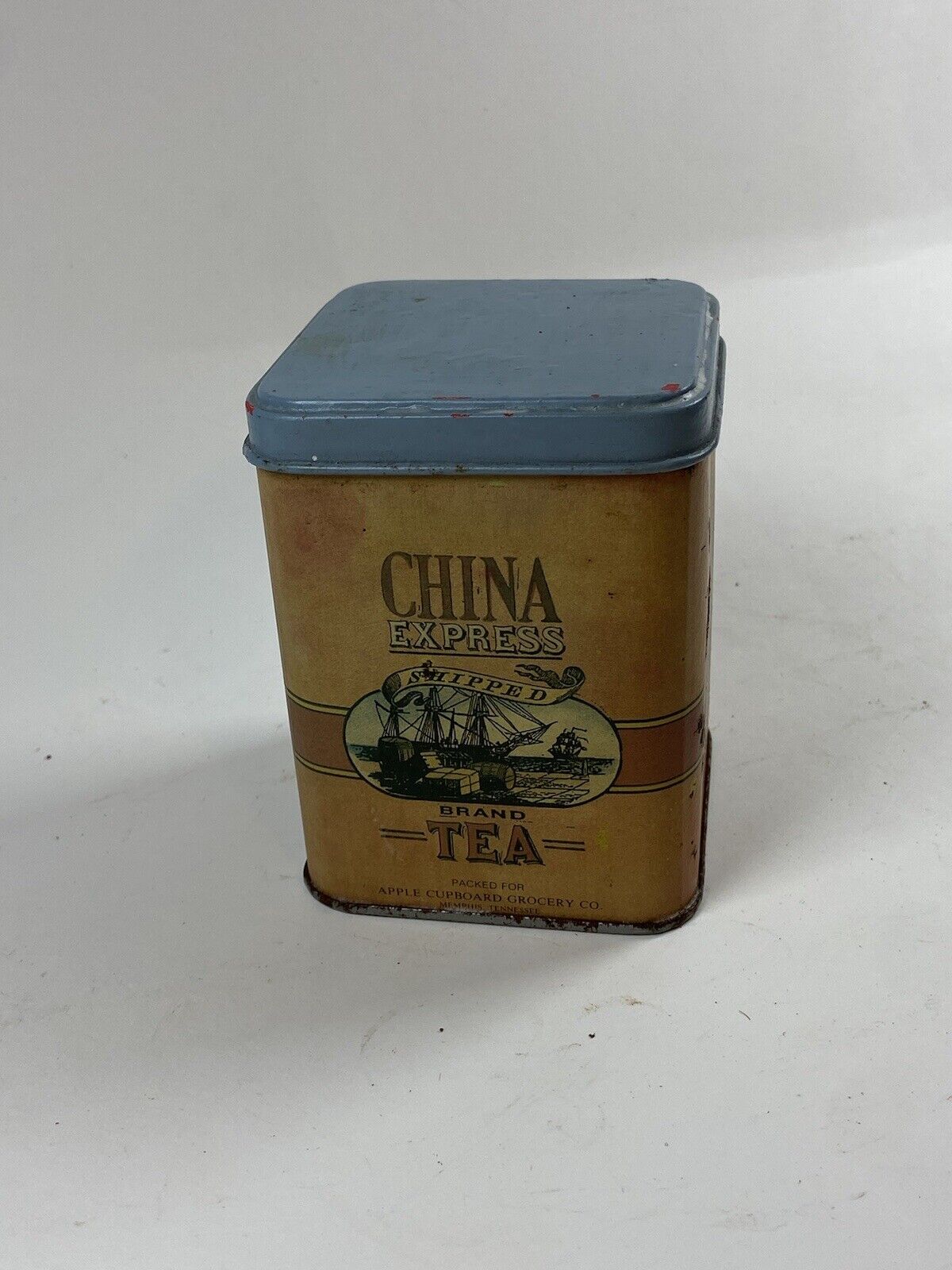 90s Vintage China Tea Tin PREOWNED Patina Collectible
