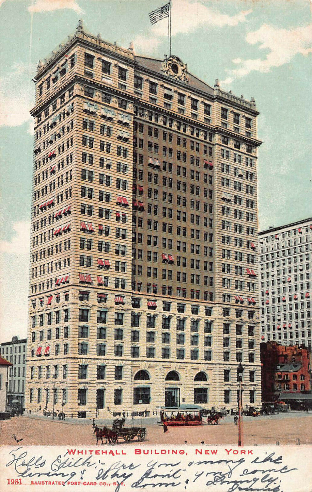 The Whitehall Building, Manhattan, New York City, N.Y., Postcard, Used in 1907