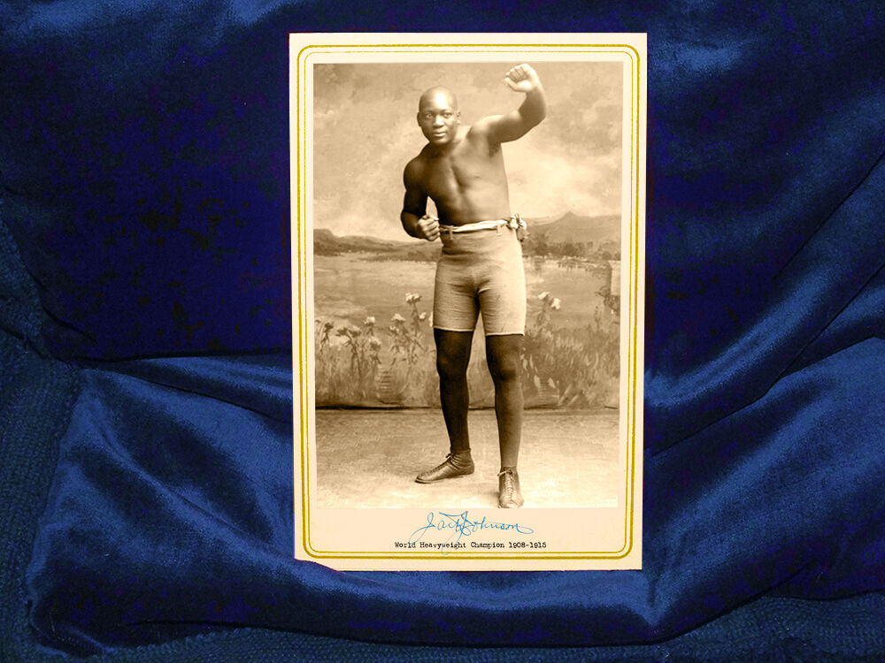 JACK JOHNSON Boxing Champ & Legend Cabinet Card Photo Vintage Fights Heavyweight