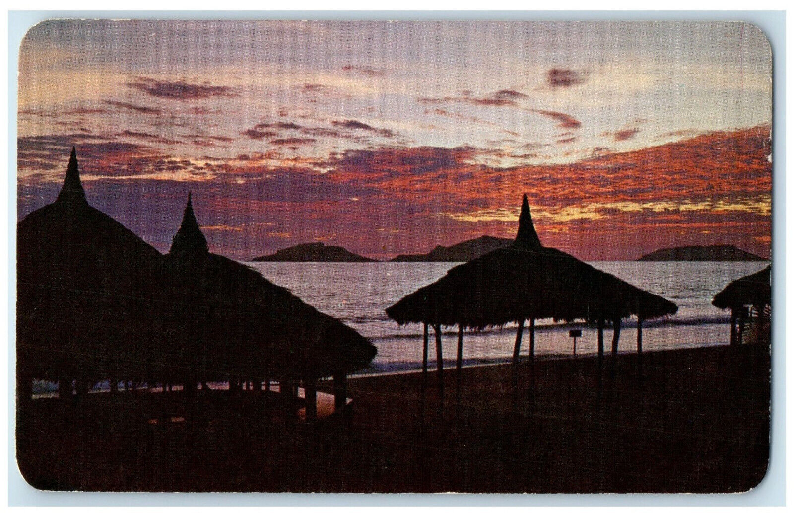 1972 Beautiful Sunset Las Gaviotas Beach Mazatlan Sinaloa Mexico Postcard