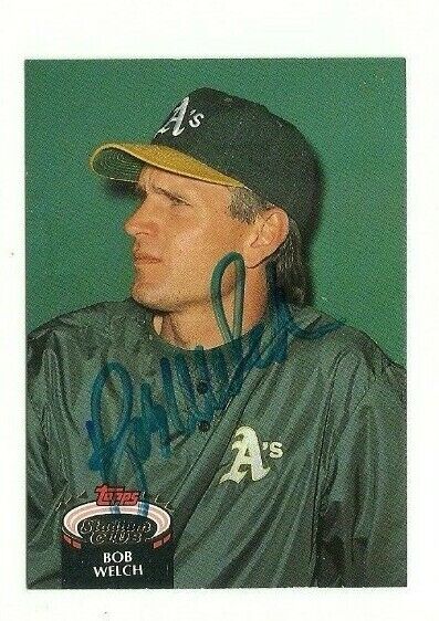 Bob Welch 1992 Stadium Club signed auto autographed card Oakland A\'s