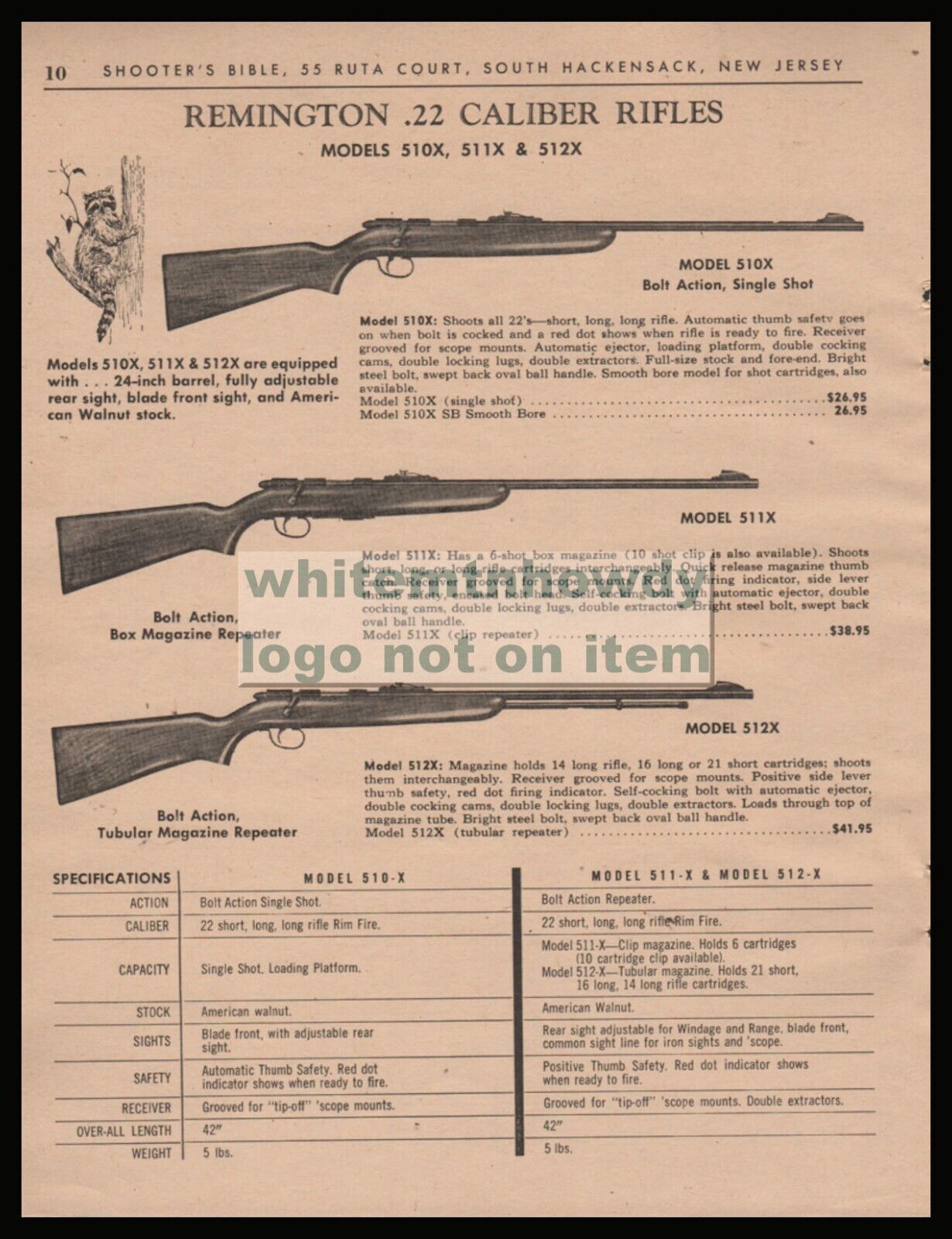 1965 REMINGTON Model 510X 511X, 512X .22 Rifle PRINT AD w/original prices