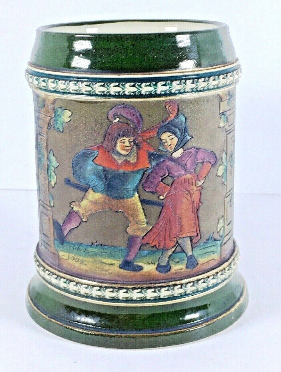 Antique Simon Peter Gerz Stoneware Beer Stein #1221 Musicians & Dancers Germany