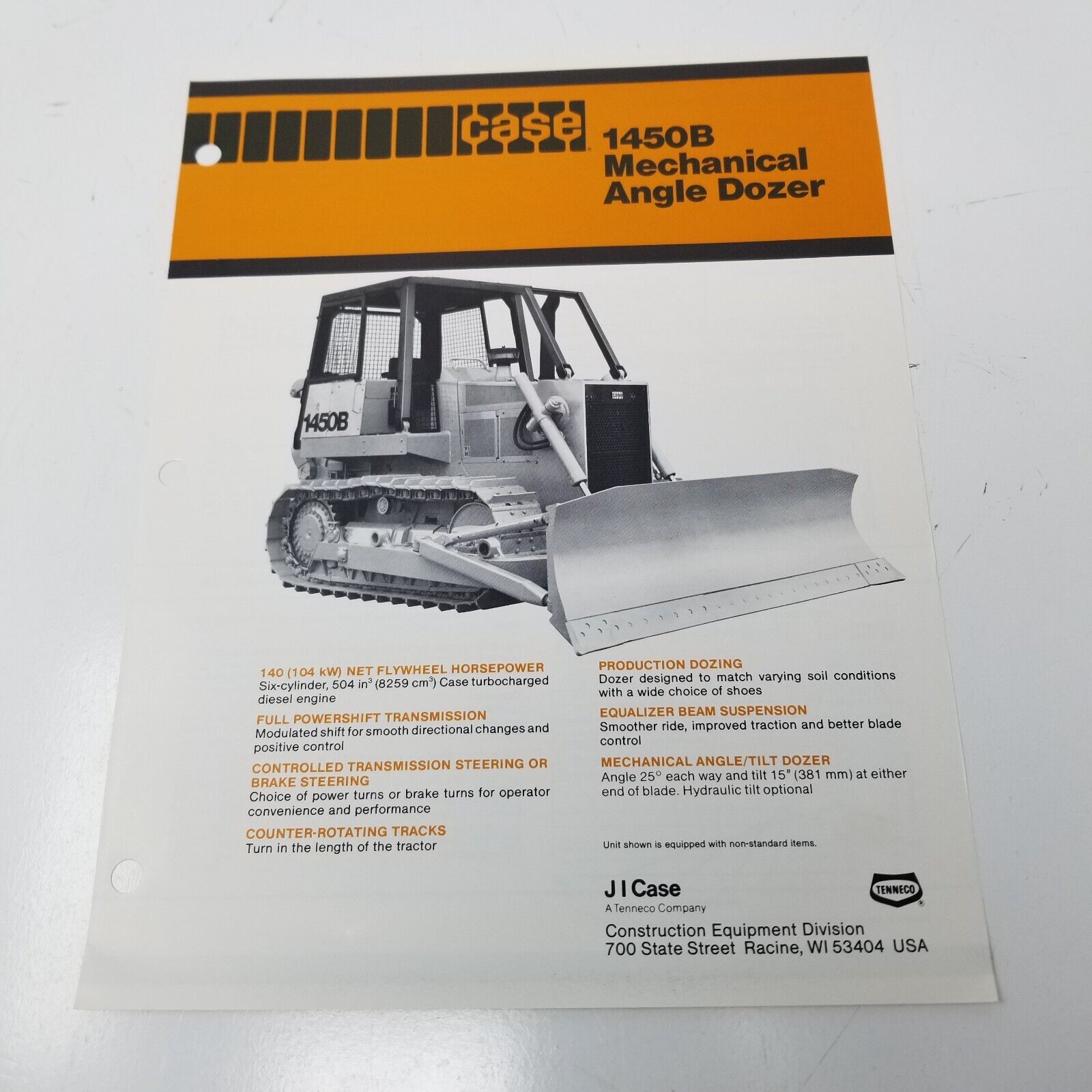 Case 1450B Mechanical Angle Dozer Sales Brochure 1980 Specifications Photos