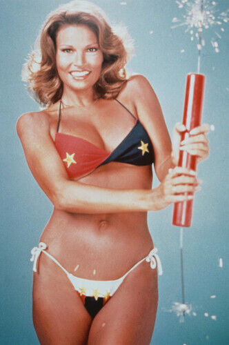 Raquel Welch 24x36 Poster Jul 4 th holding a firecracker in bikini