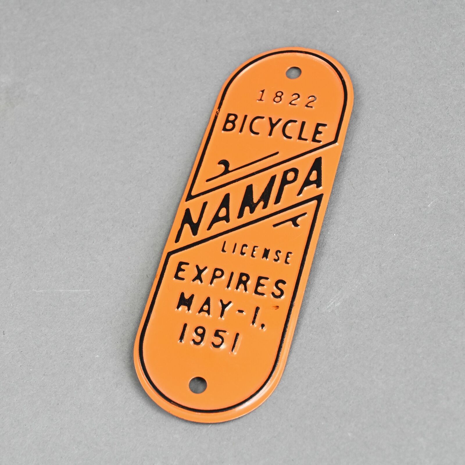 NOS 1951 Bicycle License Plate - Nampa Idaho Vintage