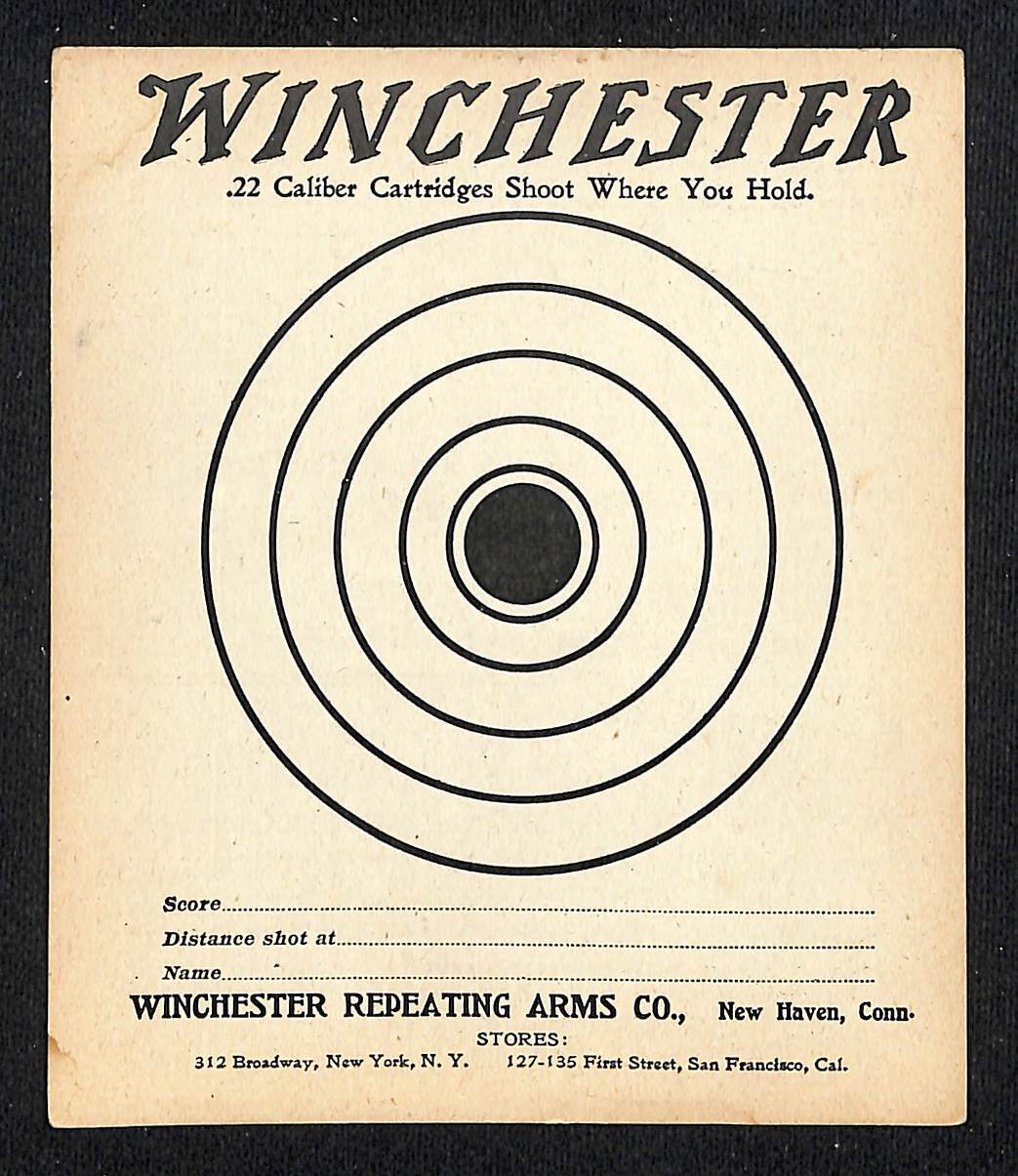 1903 Winchester Repeating Arms New Haven, CONN Combo Target / Trade Card Scarce