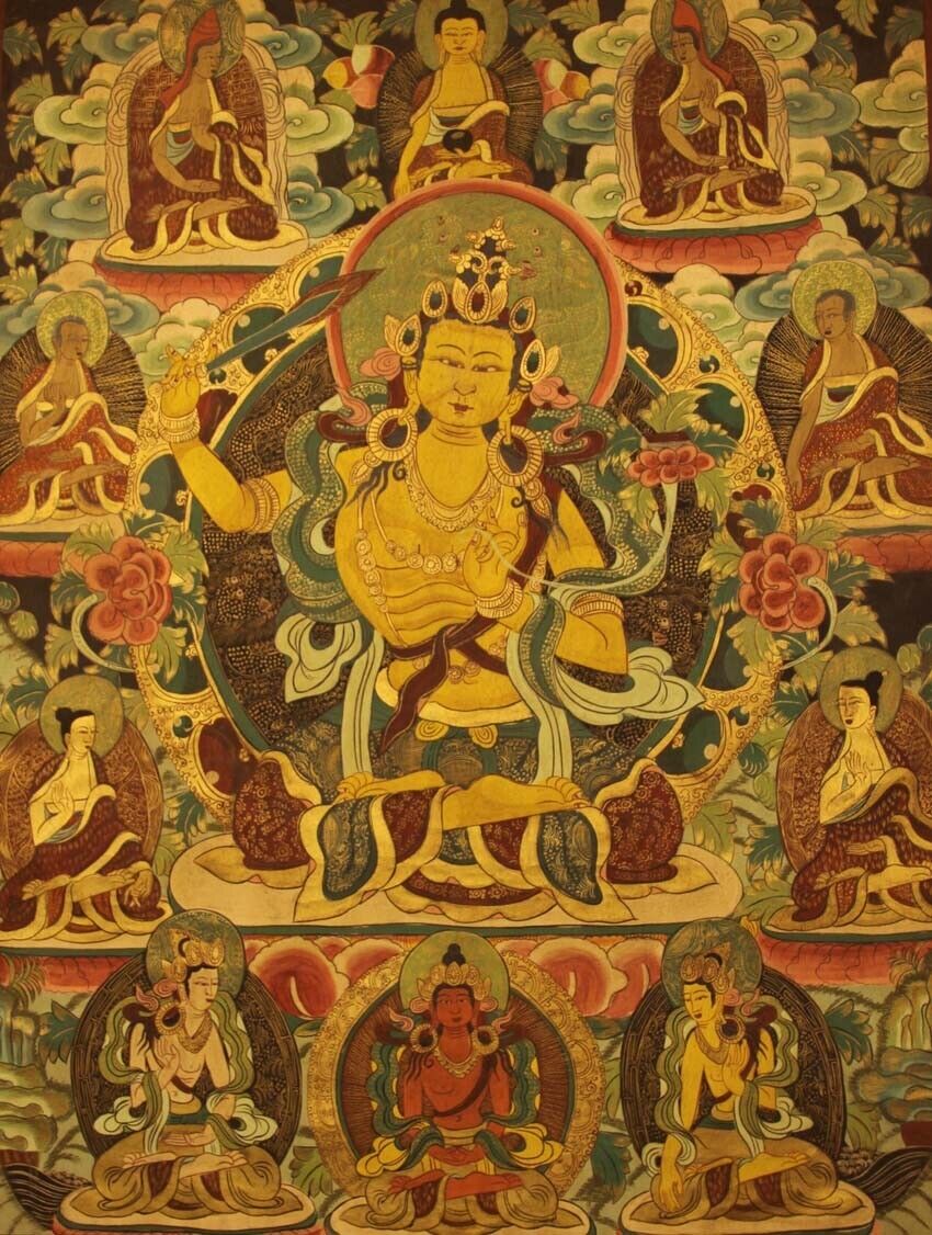 Wonderful Large Tibet Tibetan Old Buddhist Thangka Tangka Manjusri Bodhisattva
