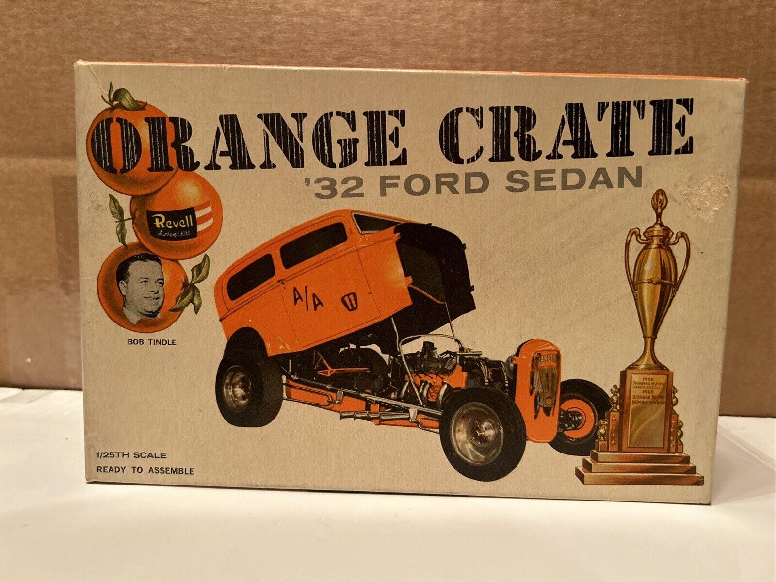 Revell Original Issue Factory, Orange Crate '32 Ford Sedan STARTED