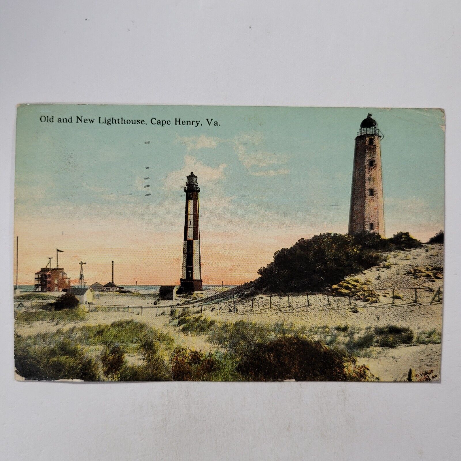 Old Lighthouse New Lighthouse Cape Henry Virginia VA Vintage Postcard c1913
