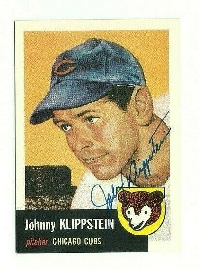 Johnny Klippstein 1953 Topps Archives autographed auto signed card Cubs