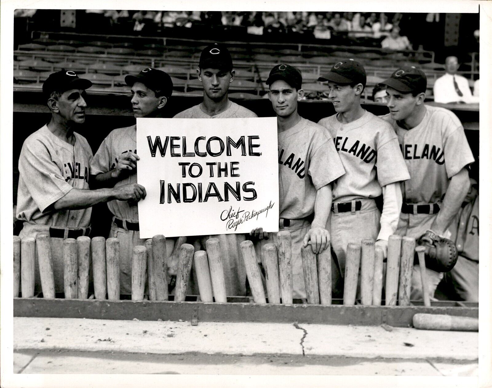 PF31 Original Photo WELCOME TO THE CLEVELAND INDIANS CHIEF ROGER PECKINGPAUGH