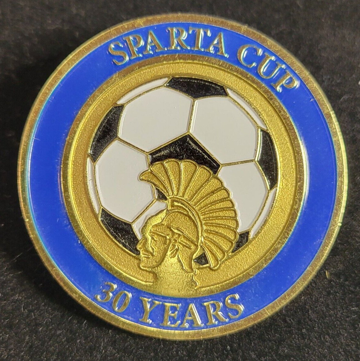 Sparta Cup 30 Years Soccer tournament Spartan Enamel gold tone Lapel Badge Pin