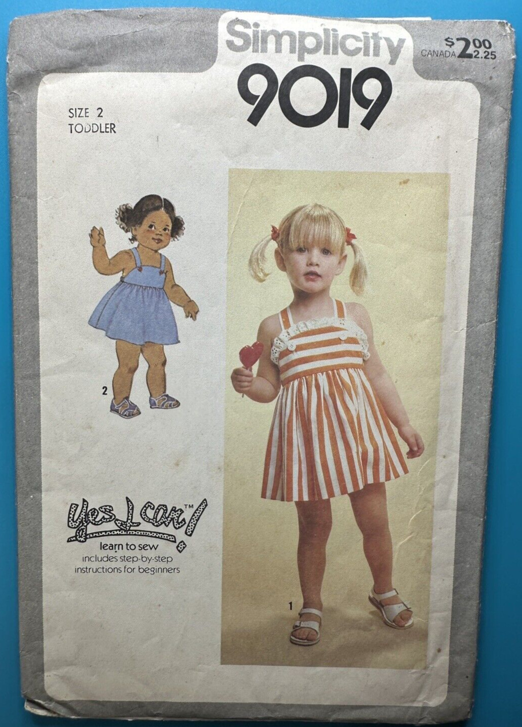 Tot Toddler Girls Sundress Simplicity 9019 Sewing Pattern  1970\'s Vintage