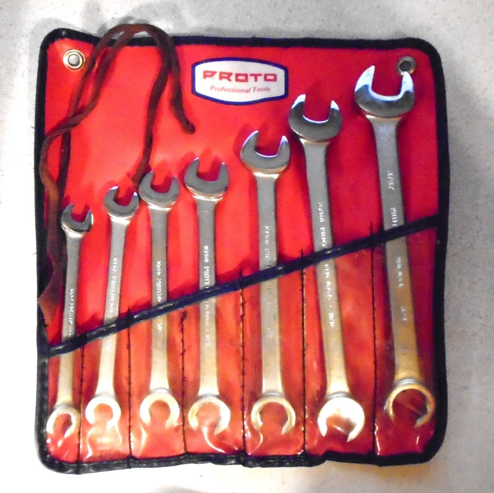 1970\'s Proto 7 pc. SAE Open / Flare Nut Wrench Set Kit 2404 w/Pouch USA