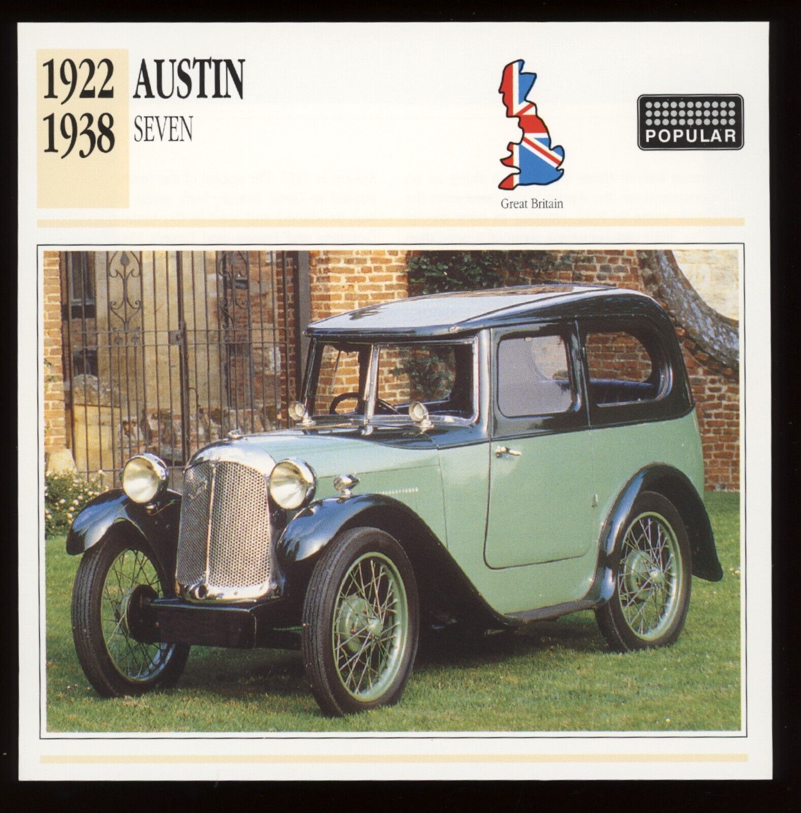 1922 - 1938  Austin  Seven  Classic Cars Card