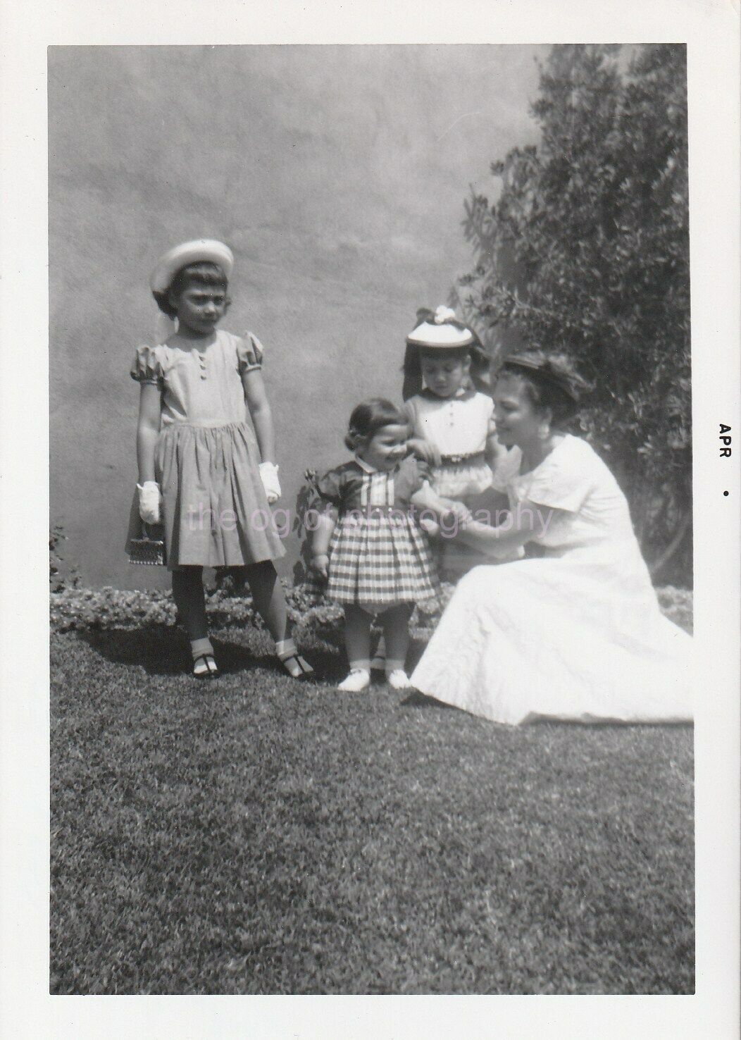ALL DRESSED UP Mother And Her Little GIrls VINTAGE FOUND PHOTO bw Snapshot 97 13
