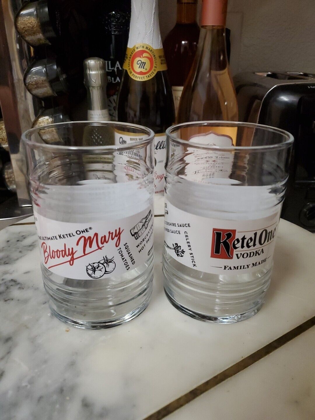 Set Of 2 Ketel One Vodka The Ultimate Bloody Mary  Recipe Glasses ~  16 oz 