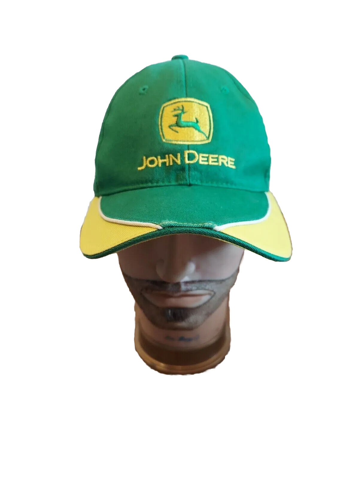 Vintage JOHN DEERE K Products Yellow And Green Bill Hat Baseball Cap Adjustable