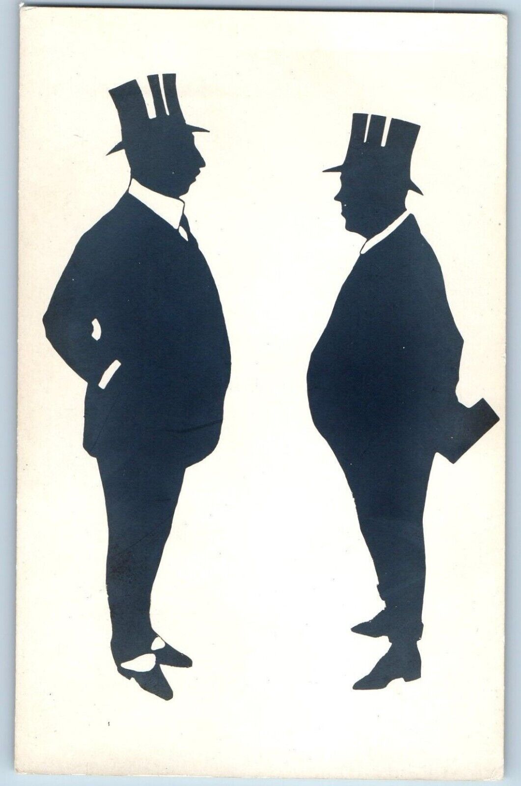 Silhouette Postcard RPPC Photo Two Men With Hat c1910's Unposted Antique