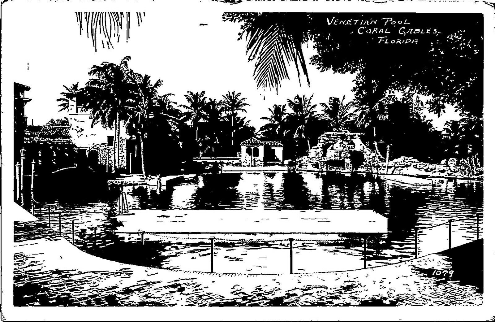CORAL GABLES FL – Venetian Pool Real Photo Postcard rppc