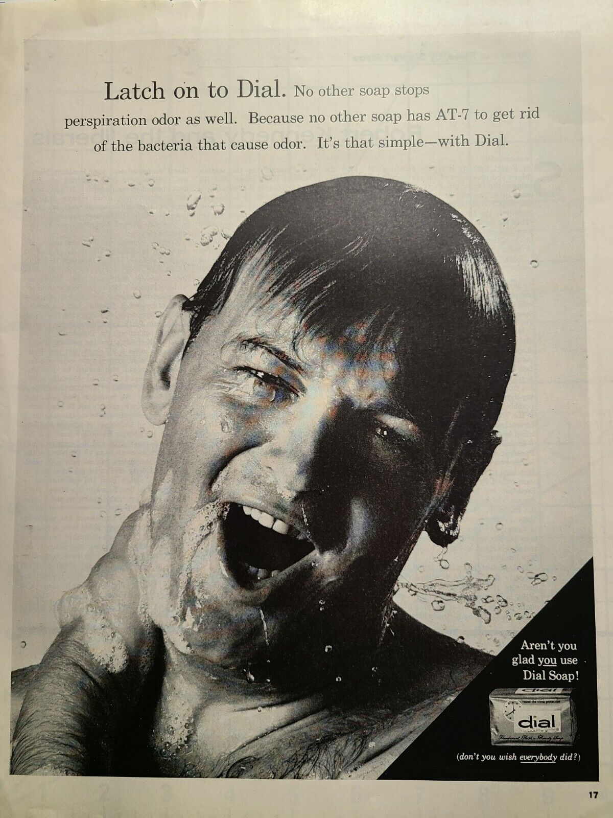 Vintage Print Ad Dial Soap With AT-7 - Man In Shower 
