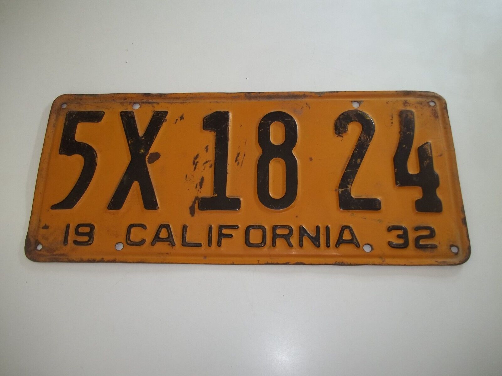 1932 32 California State License Plate 5X1824 USED SINGLE 1