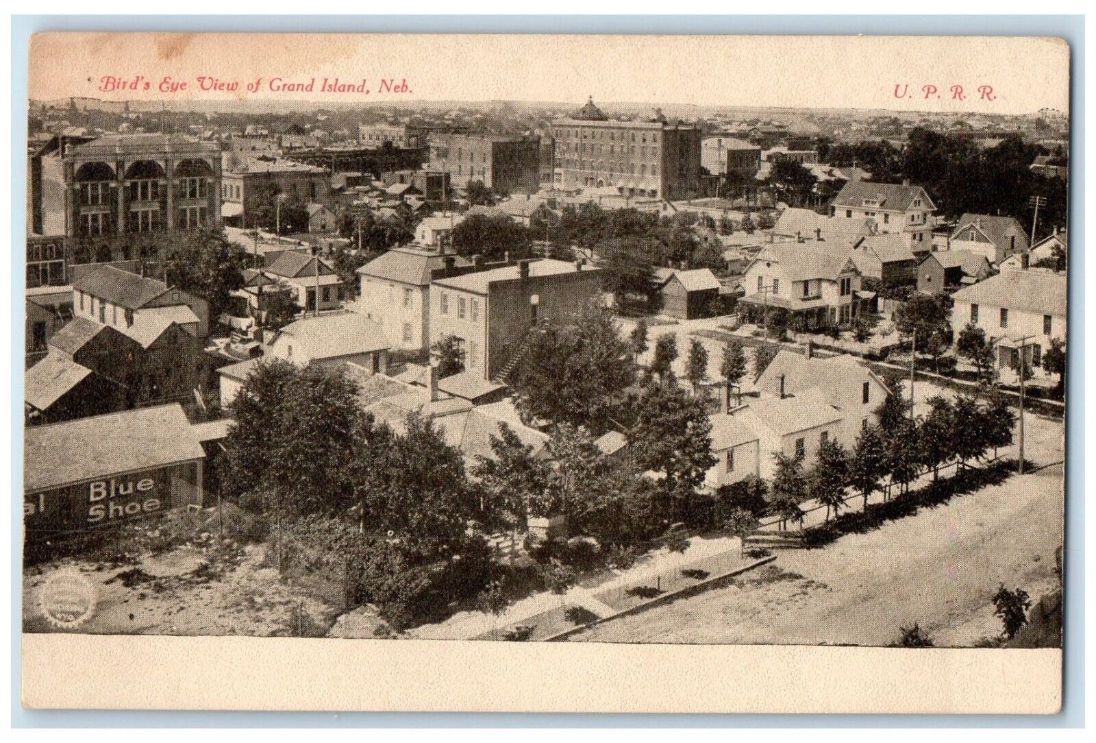 c1910 Birds Eye View Grand Island Buildings Street Nebraska NE Unposted Postcard