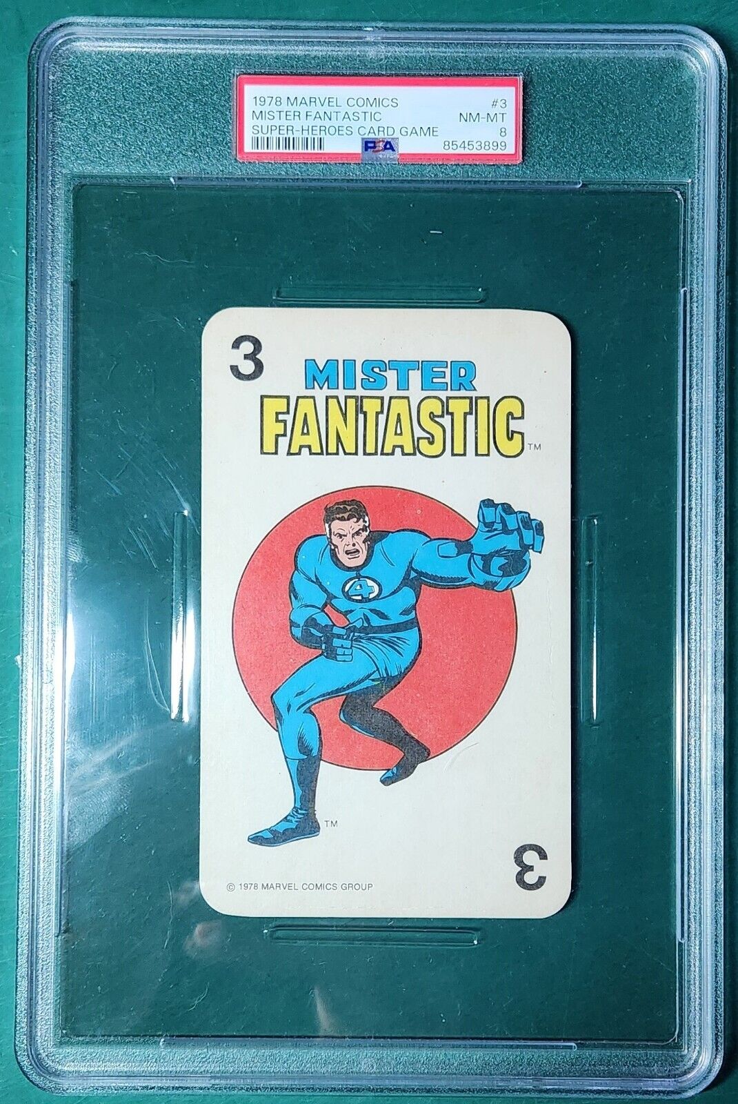 1978 Marvel Super-Heroes Card Game #3 Mr. Fantastic Four PSA 8 NM-MT Low Pop