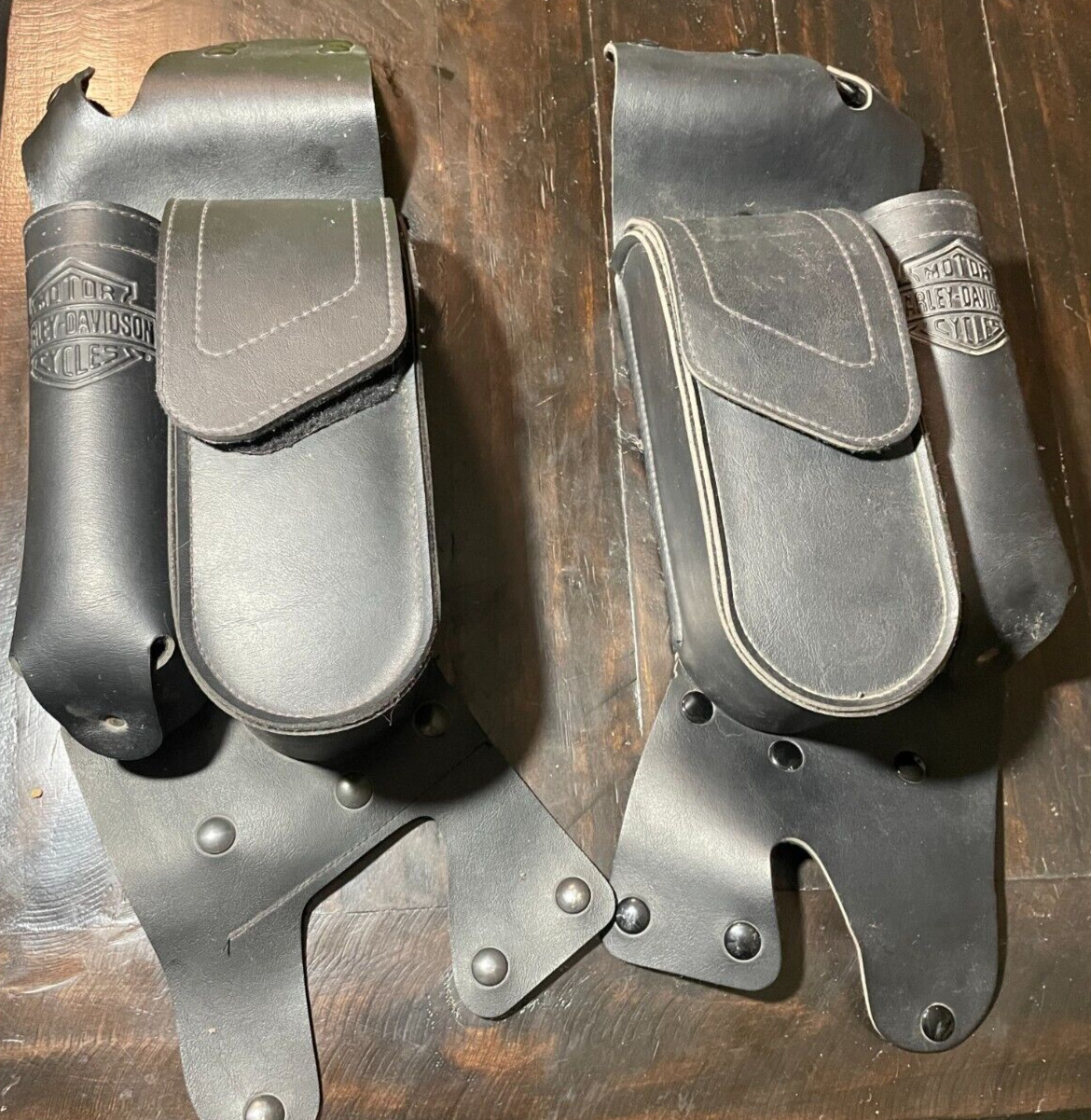 Harley Davidson Leather Riding Saddle Bags Motorcycle Bike Side Pouch 16\