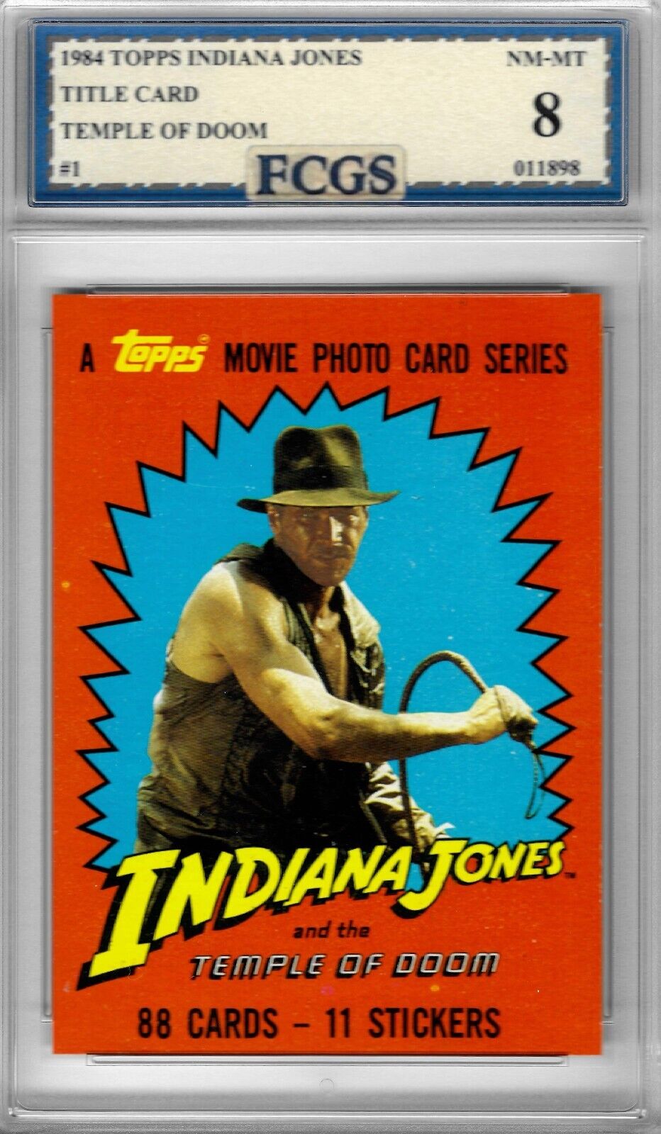 1984 Indiana Jones Title Card #1 Graded FCGS 8 NM-MT