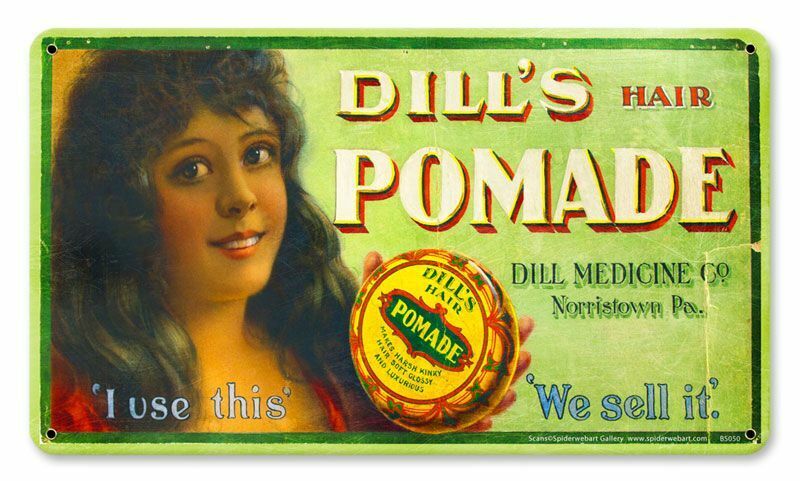 DILL\'S HAIR POMADE NORRISTOWN PA PENN HEAVY DUTY USA MADE METAL ADVERTISING SIGN