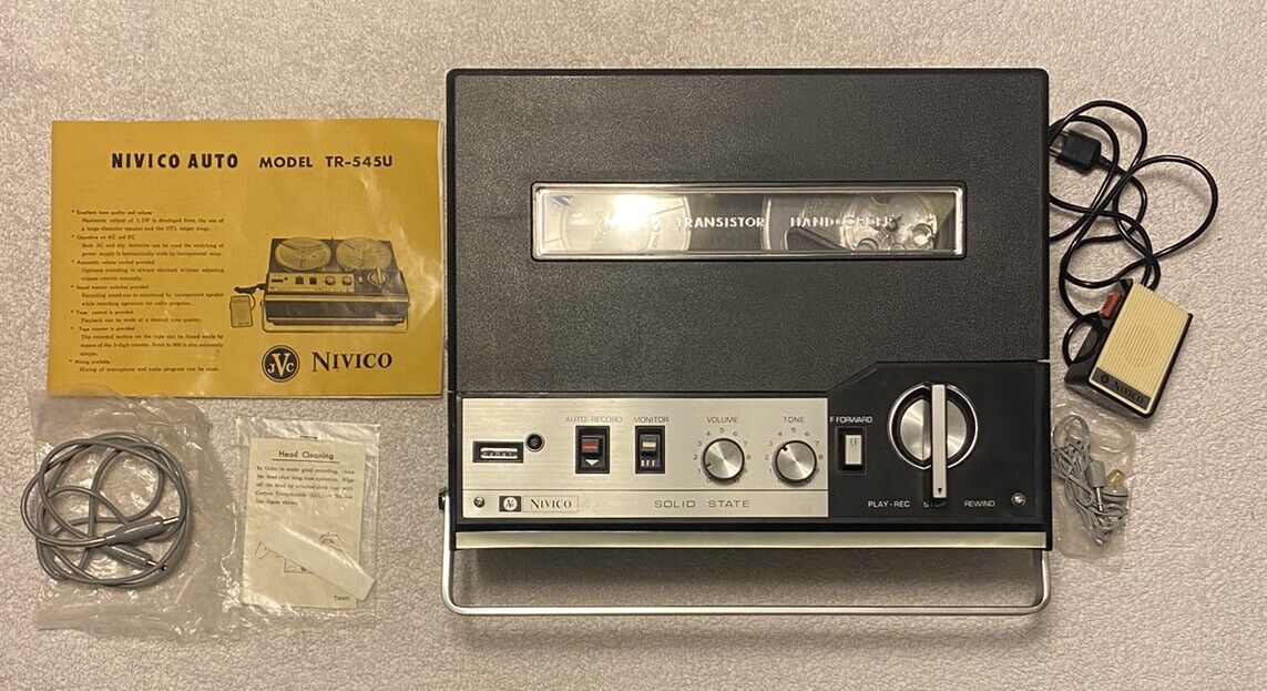 JVC NIVICO Transistor Handcorder Tape Recorder Model TR-545U Microphone Rare EUC