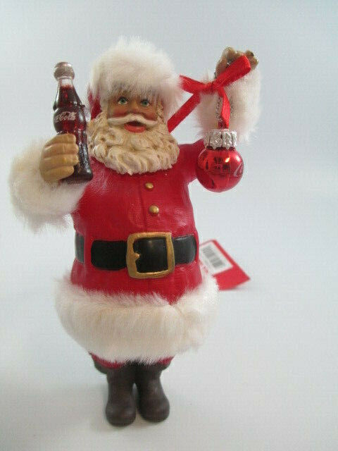 Coca-Cola Kurt Adler Santa Holding Ornament Holiday Christmas Ornament