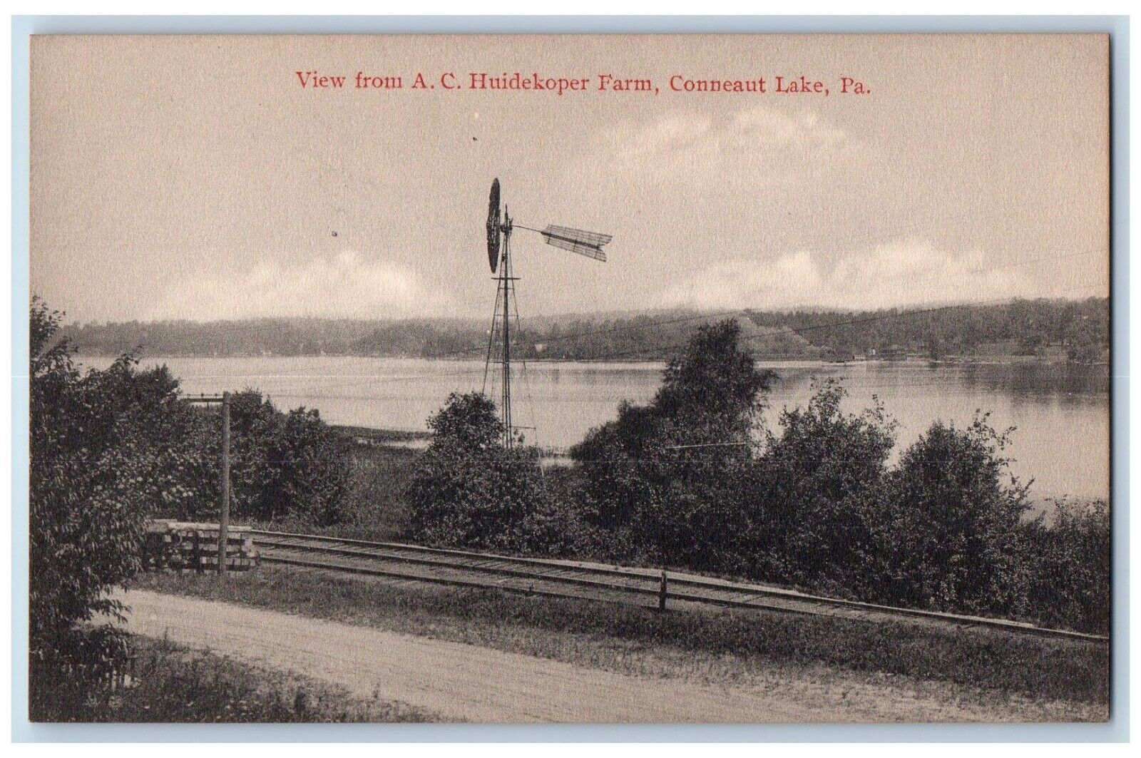 c1910\'s View From A C Huidekoper Farm Conneaut Lake Pennsylvania PA Postcard