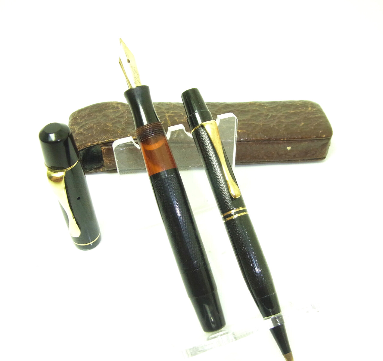 1930´s RESTORED ARISTOKRAT Guilloche Fountain Pen FLEXIBLE 14ct M & Pencil