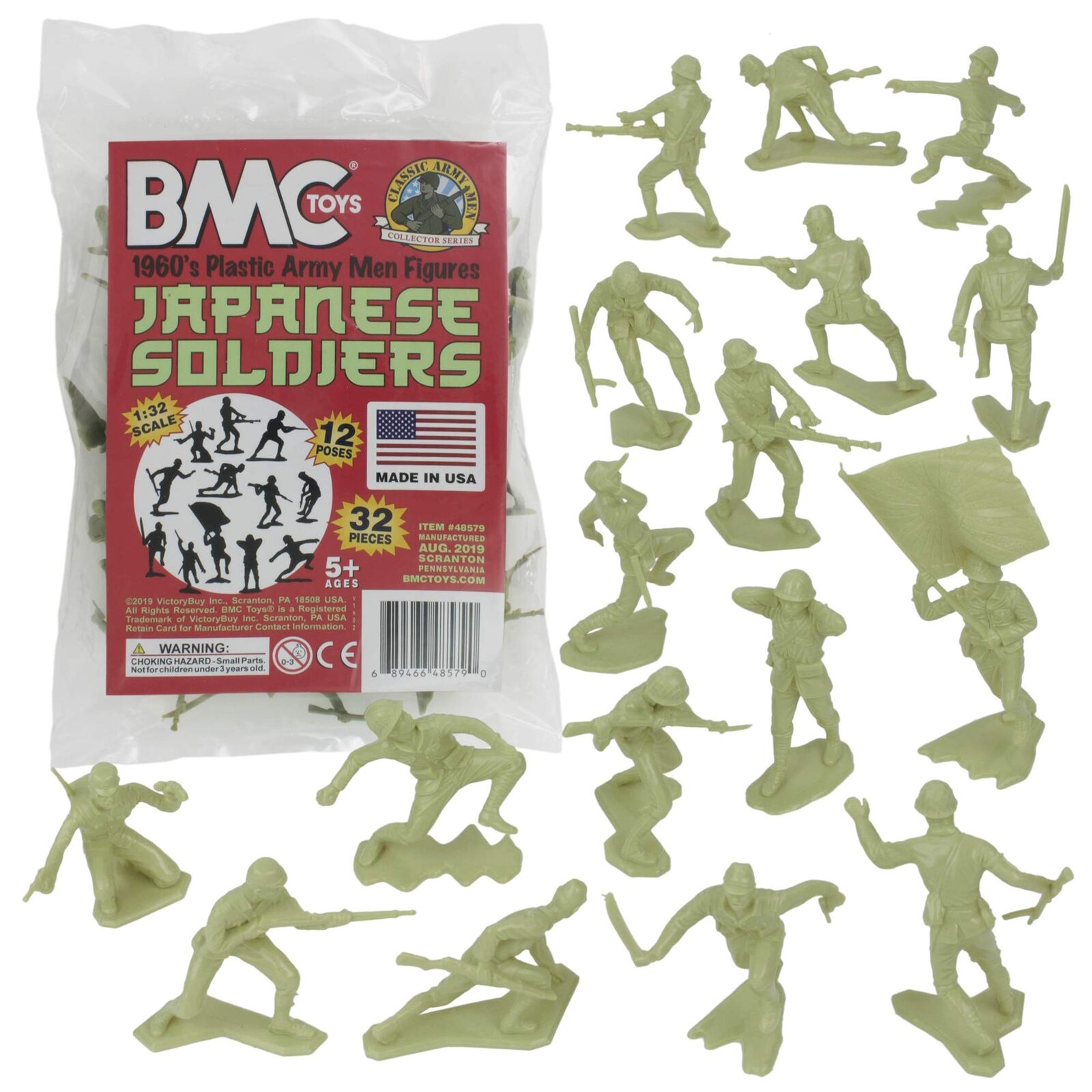 (Khaki-green) - BMC Classic Marx Japanese Plastic Army Men - Green 32pc WW2 Sold
