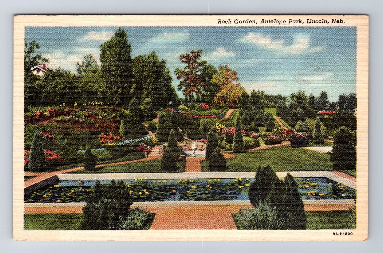 Lincoln NE-Nebraska, Rock Garden Antelope Park, Antique, Vintage Postcard