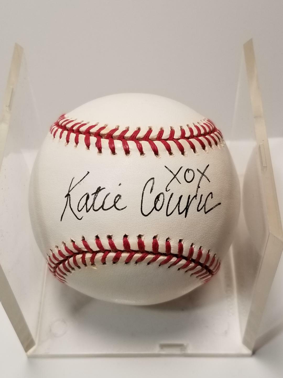 Katie Couric Signed Autographed Vintage Bill White OMLB Baseball JSA COA