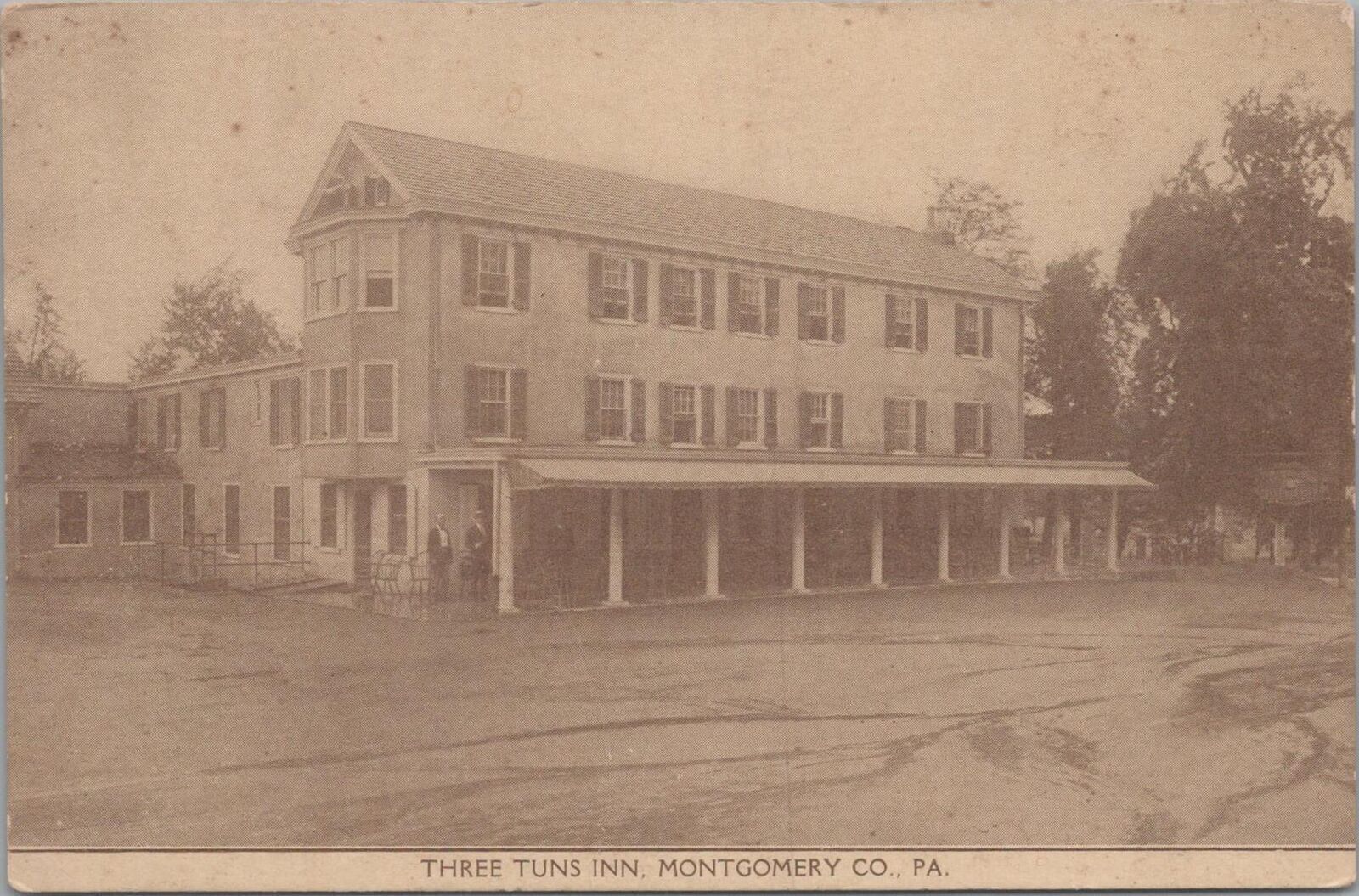 Postcard Three Tuns Inn Montgomery County PA 