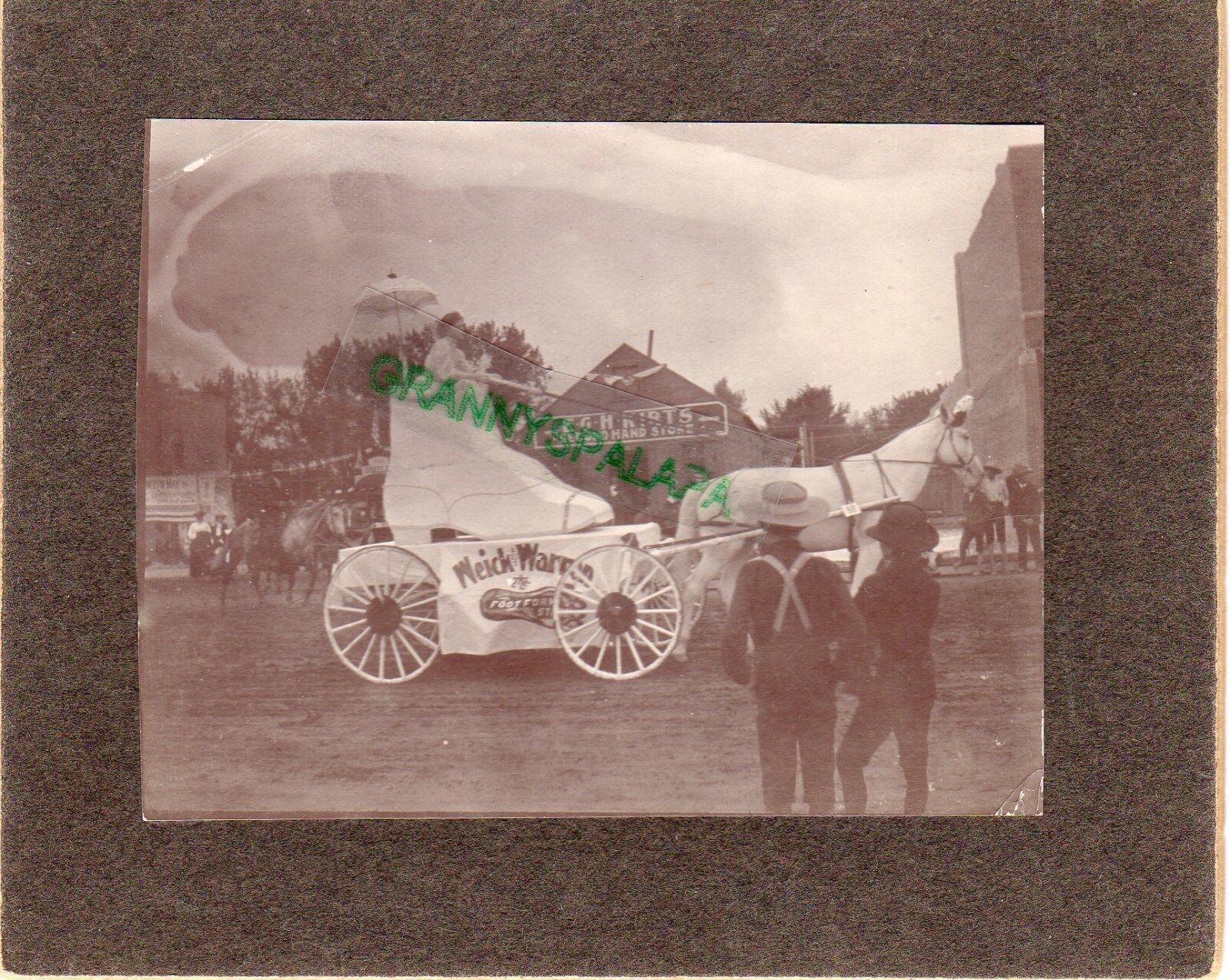 Antique Photo-GreeleyColorado-Parade Lady in Shoe + EGH Kirts Second Hand Store 
