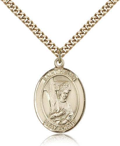Saint Helen Medal For Men - Gold Filled Necklace On 24 Chain - 30 Day Money ...