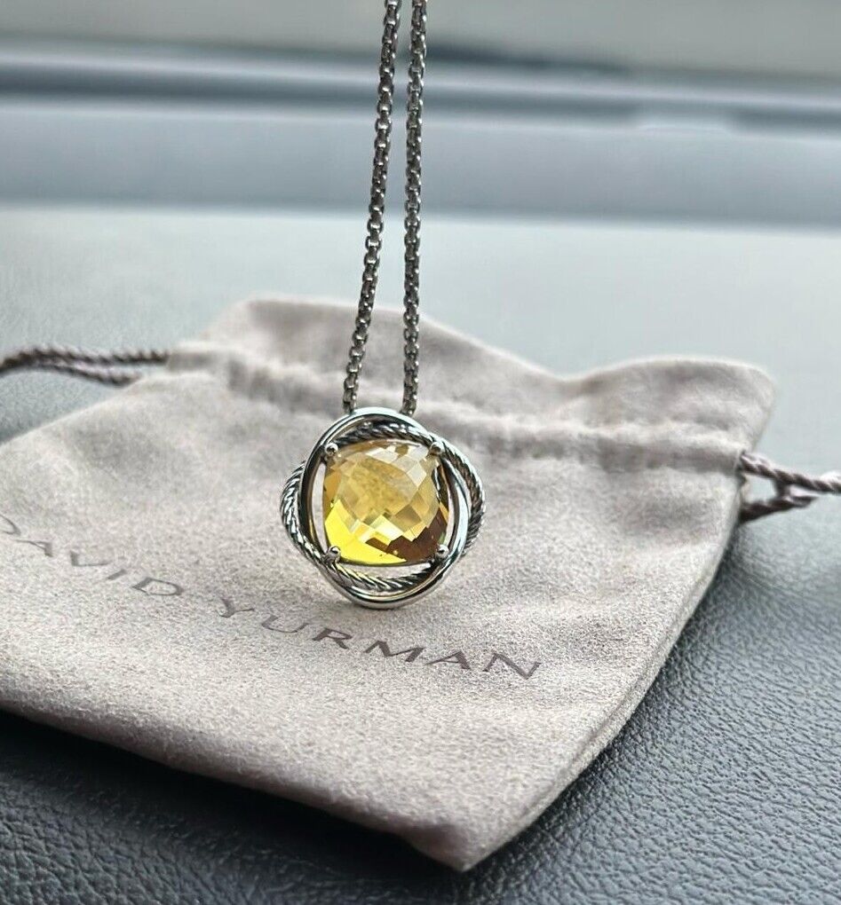 David Yurman Infinity Pendant Necklace With Lemon Citrine 14mm With 18 Chain