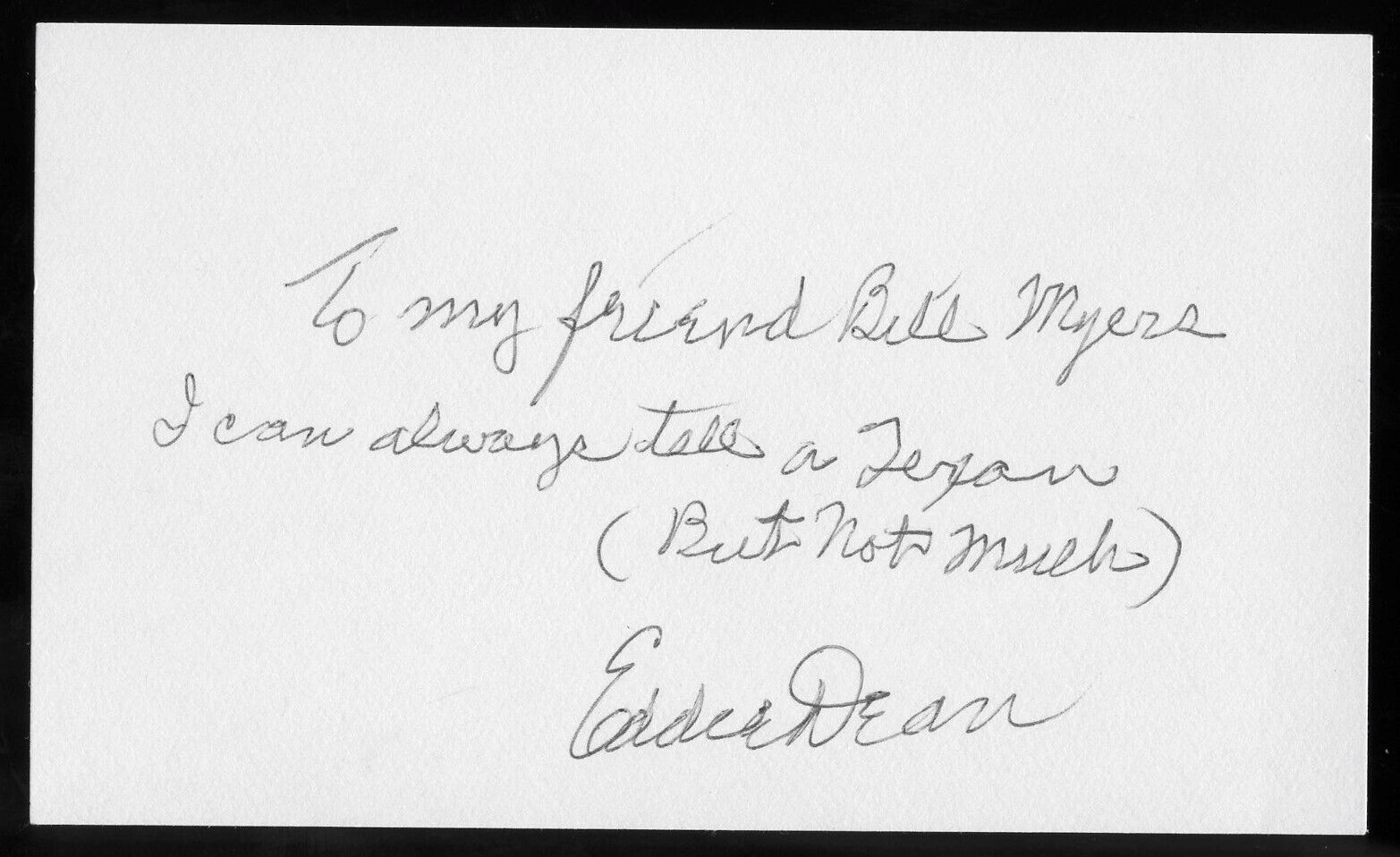 Eddie Dean d1999 signed autograph auto 3x5 Cut American Western Singer and Actor
