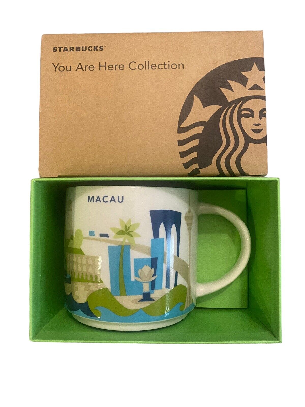 Macau China Starbucks coffee Cup Mug 14oz You Are Here Collection YAH NEW in Box
