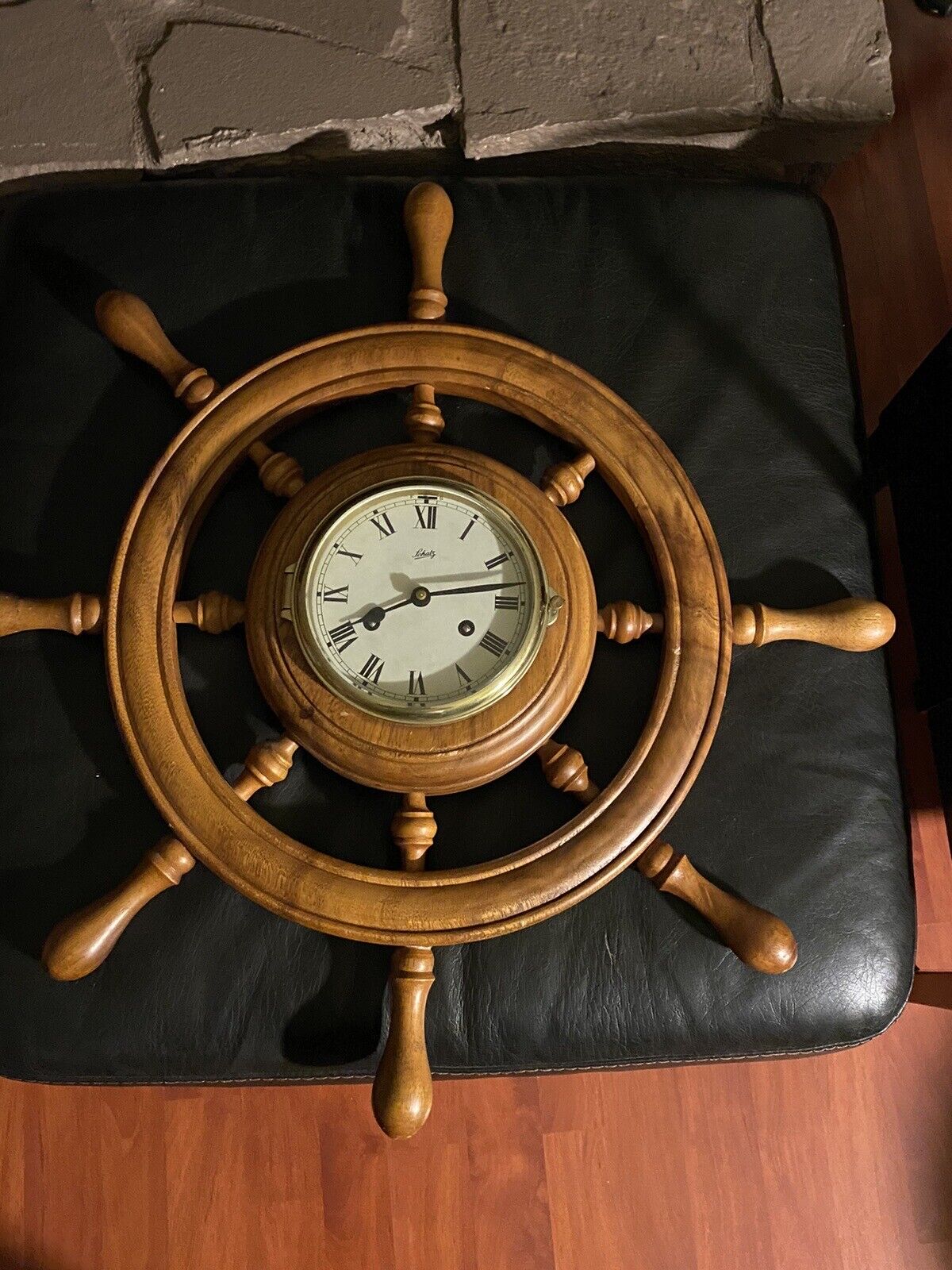 Old Vtg SCHATZ Royal Mariner 8 Day Ships Clock W/Key Brass Wood Made in Germany