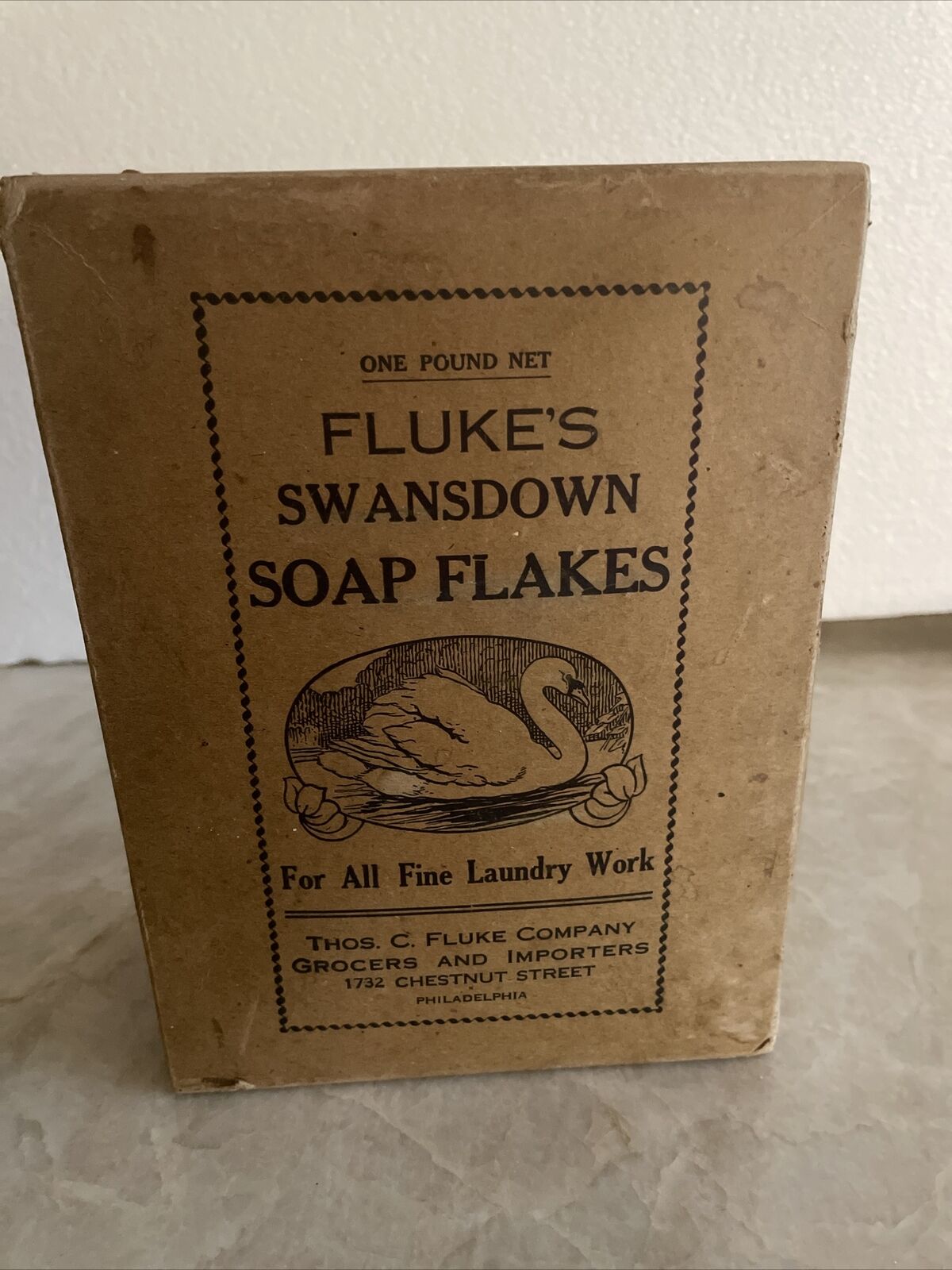 Vintage FLUKE’S Swansdown Soap Flakes One Lb Box. Thos C. Fluke Company Grocers